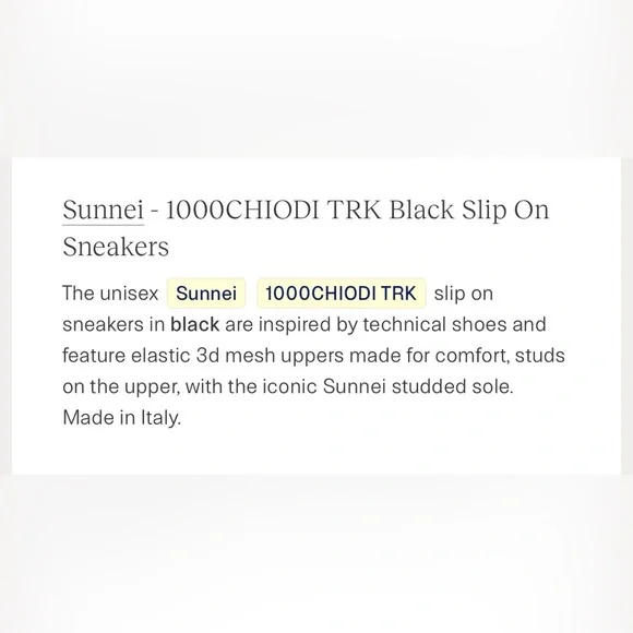 Sunnei - 1000CHIODI TRK Black Slip On Sneakers NIB Size 11 EU45 - Picture 6 of 7